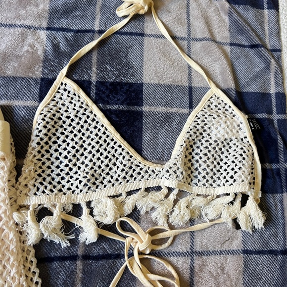 SHEIN Cream Crochet Wide-Leg Pants - Picture 7 of 13